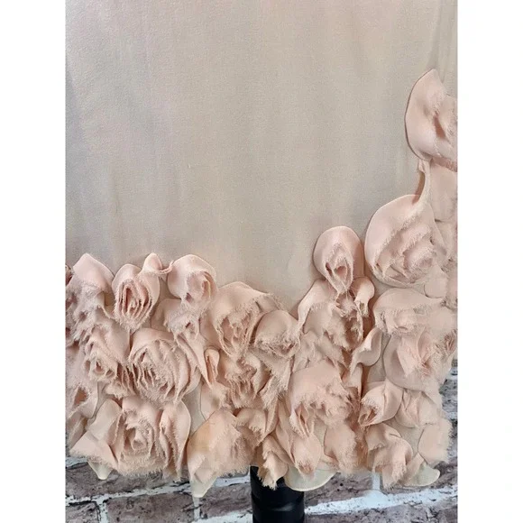 Talbots Silk Skirt 8P Petite Blush 3D Floral Rosette Hem Romantic Cottagecore - Picture 7 of 16